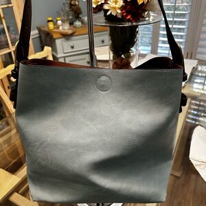 Stylish Blue Leather Shoulder Bag